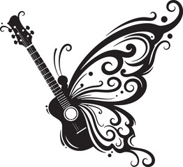 
Butterfly Guitar Tattoo Vector Set