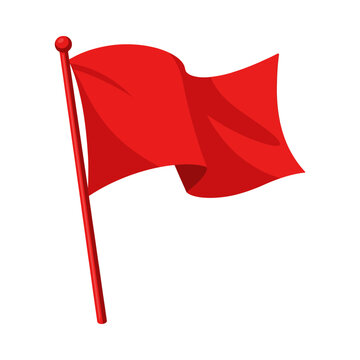 Cartoon illustration of a red flag depicting it waving on a pole for a symbol