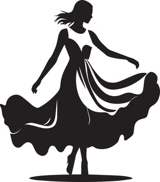 Stylish female silhouettes in fashionable dresses modern fashion style and confidence poses vector on white background