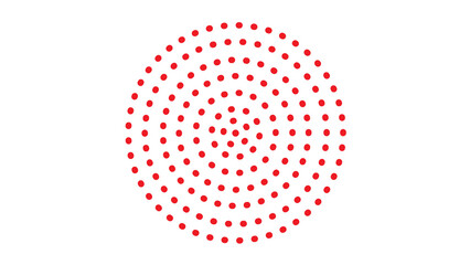 Vibrant red spiral pattern of dots on a clean white background, offering a dynamic and energetic...