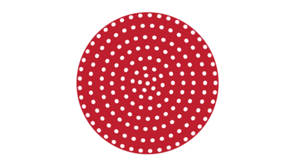 Striking red circular background with a white dot spiral pattern, modern and dynamic abstract graphic for creative projects.