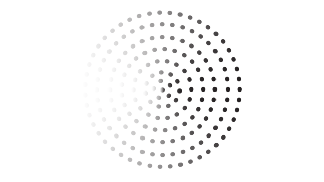 Monochromatic spiral of dots from black to white, abstract circular graphic design with a subtle gradient and fading effect - Powered by Adobe