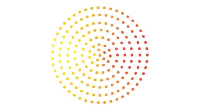Warm gradient of yellow to red dots in a spiral formation, abstract circular graphic design with energetic and vibrant colors - Powered by Adobe