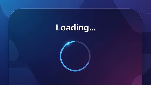 Loading animation with blue circle on dark background