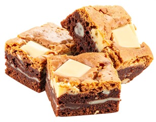 Delicious brownies with white chocolate pieces.