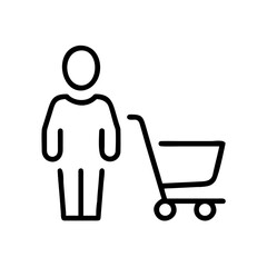 Linear shopper icon on white background isolated. Minimalist style for e-commerce blogs, retail websites, and business apps discussing consumer behavior, online shopping, or marketing.