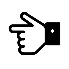 Pointing hand icon on white background isolated. Minimalist style for tech blogs and navigation interfaces discussing user experience, directional signs, or website interaction.