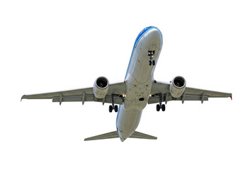 Obraz premium Commercial airliner in flight isolated on transparent background