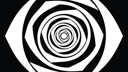 Obraz premium Black and White Geometric Tunnel Optical Illusion Background abstract