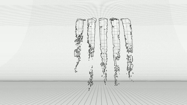 Grid Line Art Fountain Illustration