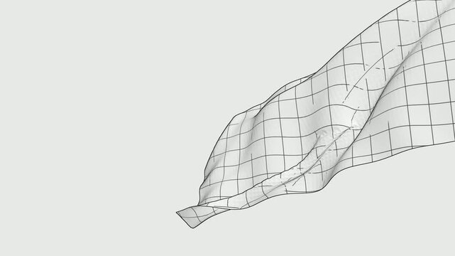 Grid Line Art Waving Flag Illustration