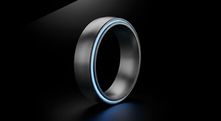 Wide Metal Smart Ring with LED Light Strip