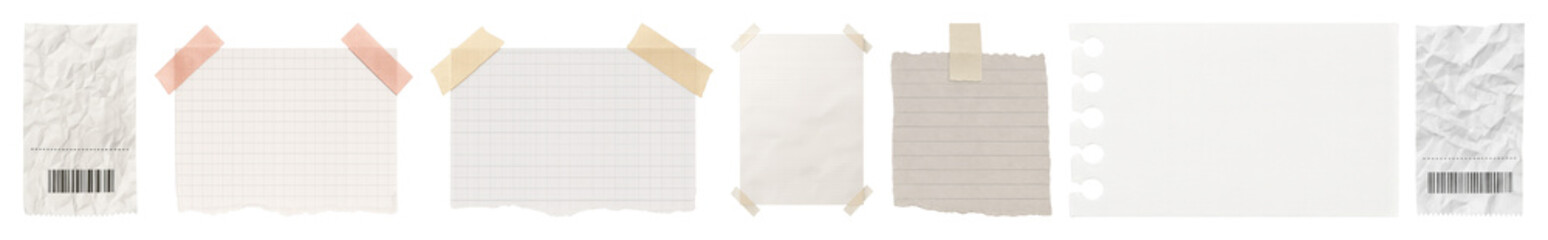 Variety of torn paper notes