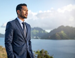 Erfolgreicher Gesch&auml;ftsmann blickt optimistisch nach vorne