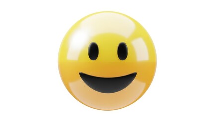 Fototapeta premium Vibrant yellow smiley face with shiny surface and wide happy smile