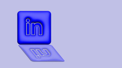 nice simple linkedin 3d box logo reflecting glossy design template design background 4k images 16 to 9 retio