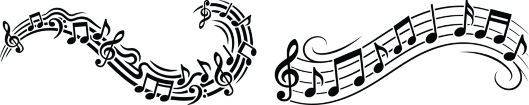 Elegant Musical Notes Swirl Decorative Melody Design