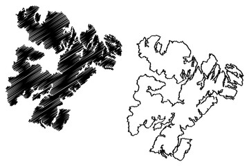 Madre de Dios island (Republic of Chile, South and Latin America) map vector illustration, scribble sketch Madre de Dios map