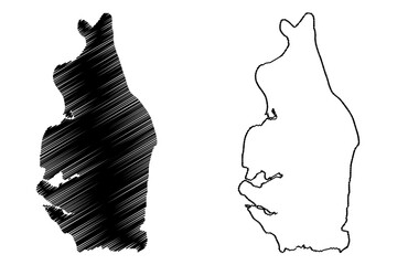 Maheshkhali island (People's Republic of Bangladesh) map vector illustration, scribble sketch Maheshkhali map