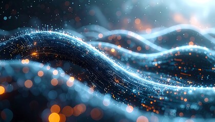 Abstract Data Flow: An artistic representation of data streams, showcasing a mesmerizing blend of flowing lines and dynamic particles, creating a sense of connectivity and technological advancement.