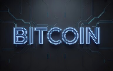 3d text "bitcoin" neon text design