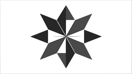 Obraz premium Geometric Eight- Pointed Star Symbol in Shades of Gray on White Background abstract