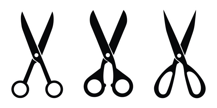 Scissor silhouette vector, barber tool icon, cutting tool vector, scissors icon vector