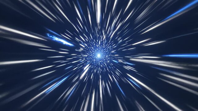 Abstract blue light speed effect wormhole teleportation concept visual