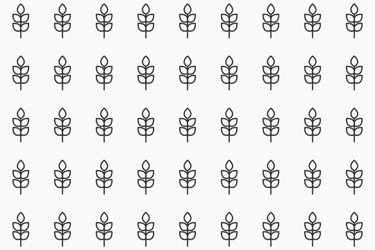 A hand-drawn seamless vector pattern features delicate wheat ears arranged in a repeating, decorative motif..