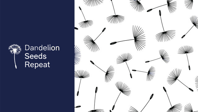 Black outline pattern of minimalist dandelion seeds