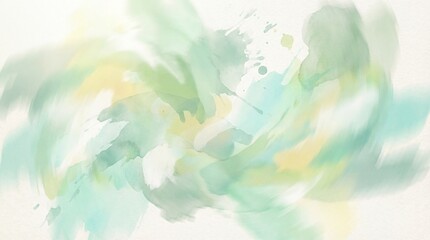 Soft Spring Abstract Oil Painting Background with Pastel Green Yellow Brush Strokes for Poster Header, Template and Banner Design