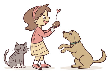 girl and dog
