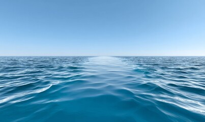 Obraz premium Endless Blue Ocean View Under Clear Sky, Photorealistic Serenity in Wide Perspective