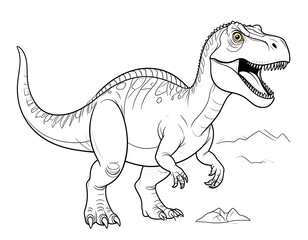 Obraz premium Dinosaur Coloring Page - Prehistoric Reptile Illustration for Kids.