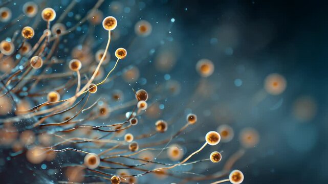 Exploring the world of microscopic fungi in a colorful environment underwater. Mold
