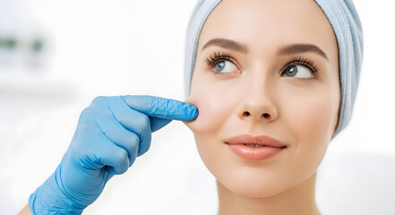 Woman Receiving Facial Treatment with Gloved Hand 1.