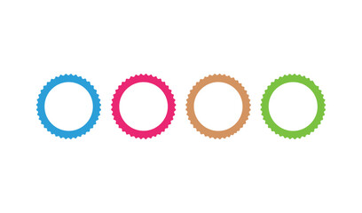 Four colorful scalloped circles or badges for design elements