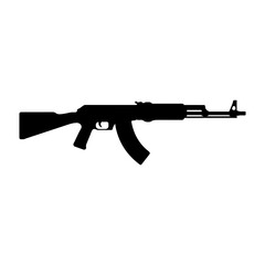 Fototapeta premium Iconic AK-47 Assault Rifle Silhouette Vector Illustration Isolated on a Solid transparent Background