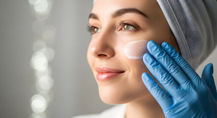 Woman Receiving Facial Treatment with Gloved Hand 5.