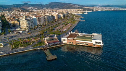 Karsiyaka - Izmir - Turkey, December  09, 2025, Karsiyaka ferry pier and monument shooting with drone © Esin Deniz