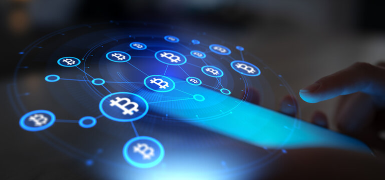 Blockchain and Cryptocurrency Network Connections for Digital Transactions.