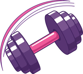 Vibrant purple and pink dumbbell illustration symbolizing fitness and active lifestyle