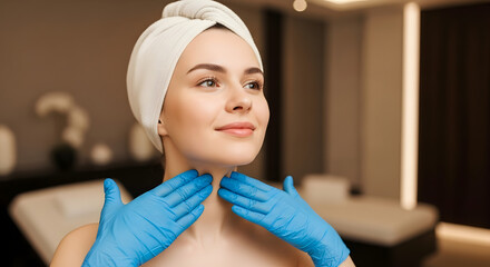 Woman Receiving Facial Treatment with Gloved Hands 14.