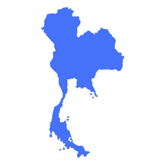 Blue solid map of Thailand on a white background