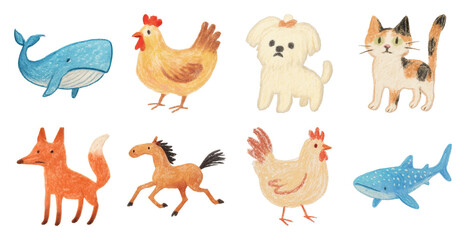 Fototapeta premium Colorful hand-drawn animal illustrations