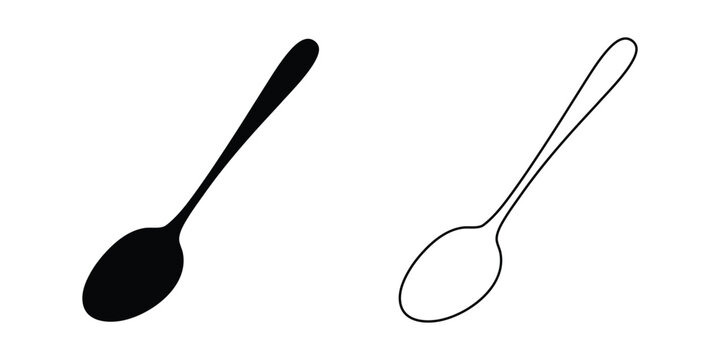 Spoon vector silhouette, spoon icon sign, wooden spoon silhouette vector
