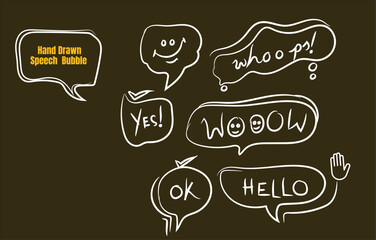 Hand Drawn Speech Bubble Set with Comic Dialogue and Thought Balloons Illustration