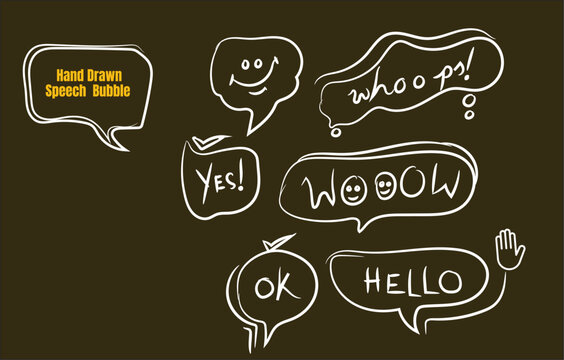 Hand Drawn Speech Bubble Set with Comic Dialogue and Thought Balloons Illustration