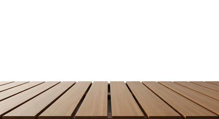 Wooden deck planks isolated on transparent background
