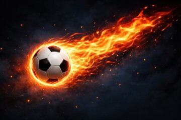 Fototapeta premium Illustration of Flaming Soccer Ball in Motion